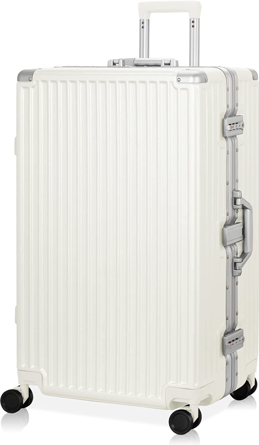 AnyZip Luggage Aluminium Frame Suitcase Hard Shell TSA Lock No Zipper 28In White