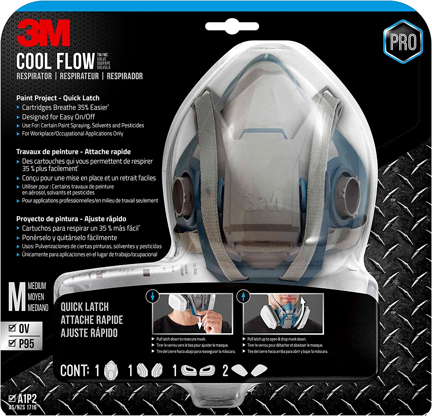 3M Paint Project Respirator, Helps Provide Protection Against Particles, All In One Kit. Designed For Professionals, Reusable Respirator, Spray Painting, Medium