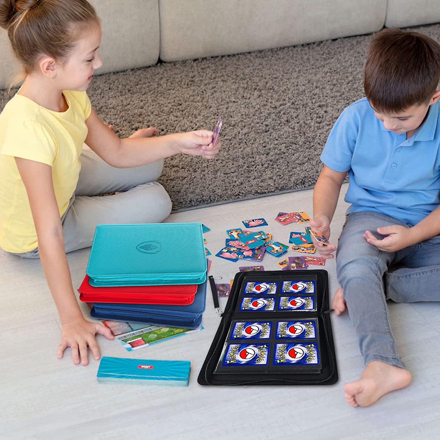 4 Pocket Card Binder for 320 Cards， Fabmaker Premium Zip Trading Card Binder， Portable PU Card Collection Binder， Collector Card Album， Card Folder for MTG， TCG， Sports Cards， Game Cards (Black)