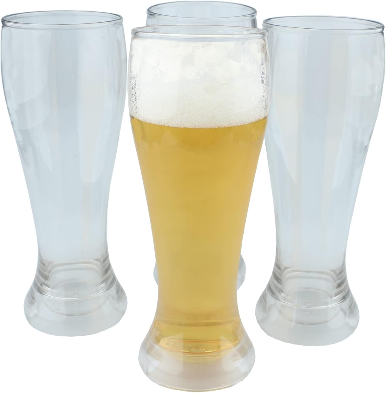EPLUSER Pilsner Beer Glasses, 16 oz Plastic Pilsner Glasses, Unbreakable Beer Pilsner Glasses, Classic Beer Glasses for Men, Beer Glasses Set of 4