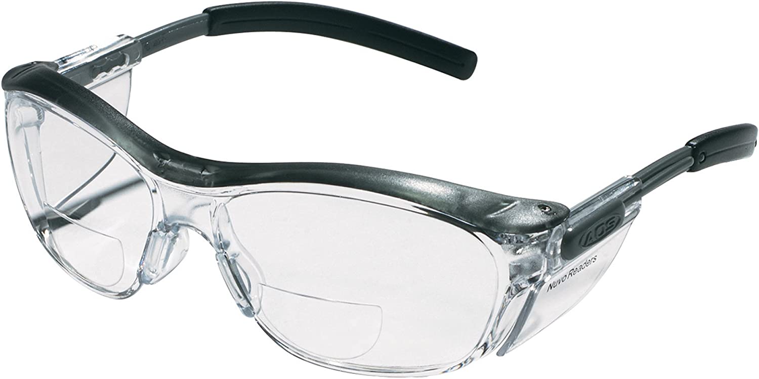 3M Reader Safety Glasses, 2.0 Diopter, Black Frame, Clear Lens