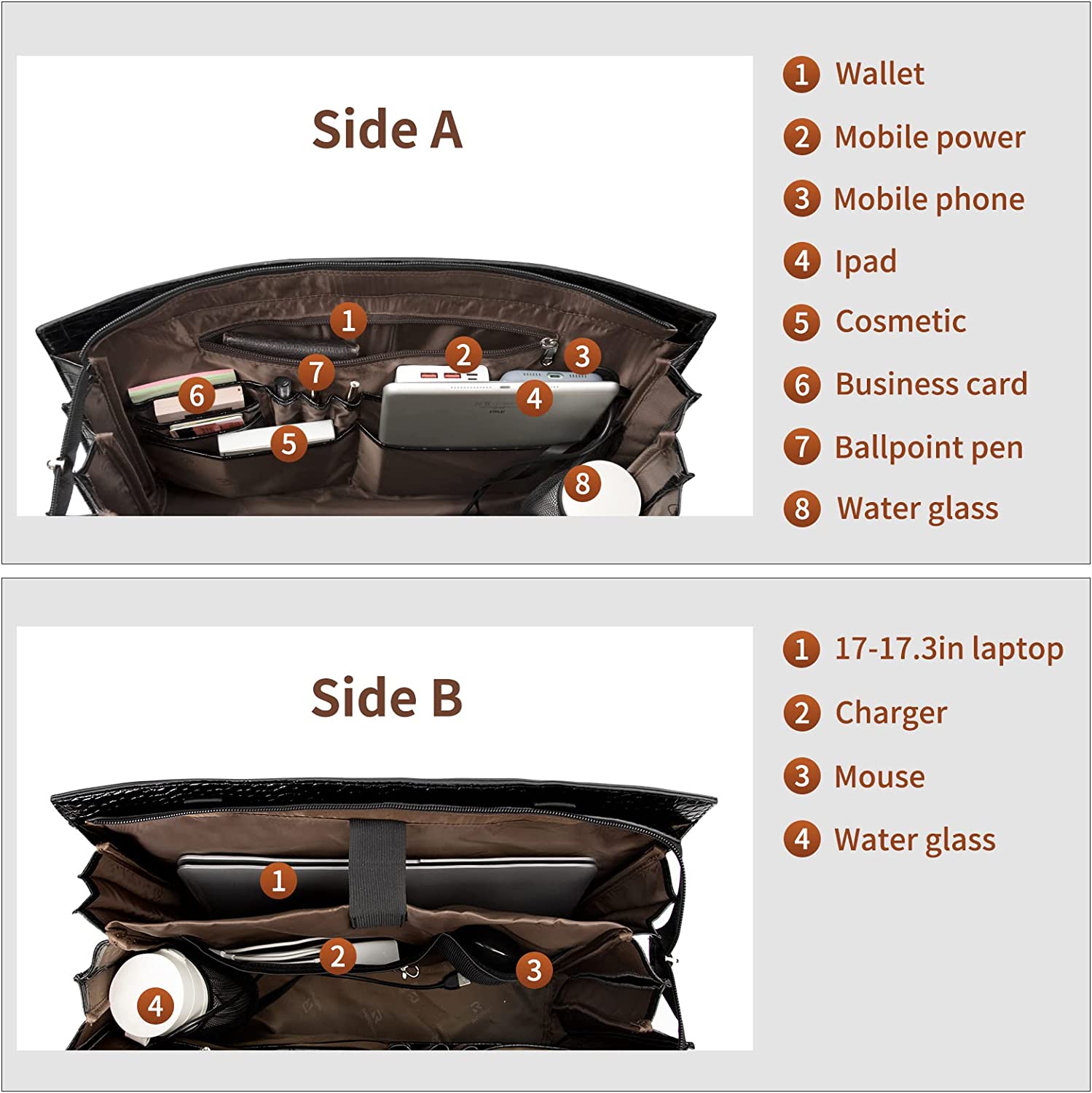 Laptop Bag for Women， 17 Inch Laptop Tote Bag， Fashion Computer Shoulder Bag， Waterproof Leather Teacher Handbag with USB Port， Large Capacity Crossbody Bag Business Office Briefcase Work Bag Black