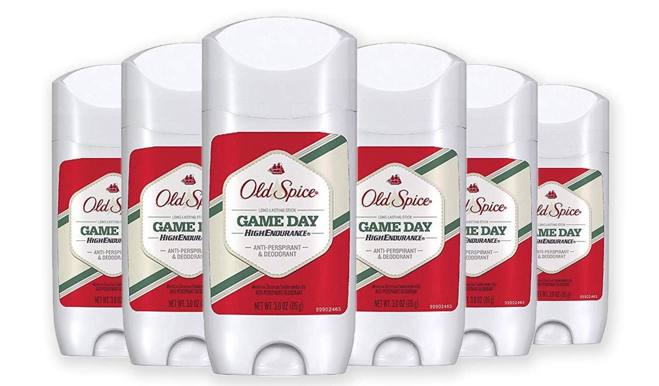 Old Spice Antiperspirant and Deodorant for Men, High Endurance, Game Day Long Lasting Stick, 3 Oz (Pack of 6)