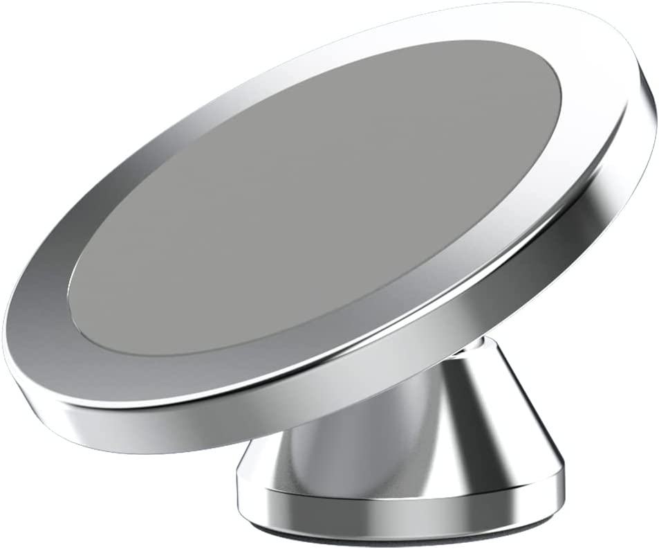 Magnetic Phone Holder for Car， [ 2 Groups Super Strong Magnet ] [ 360° Rotation ] Universal Dashboard Car Mount Holder Compatible with All Smartphones (Silver)