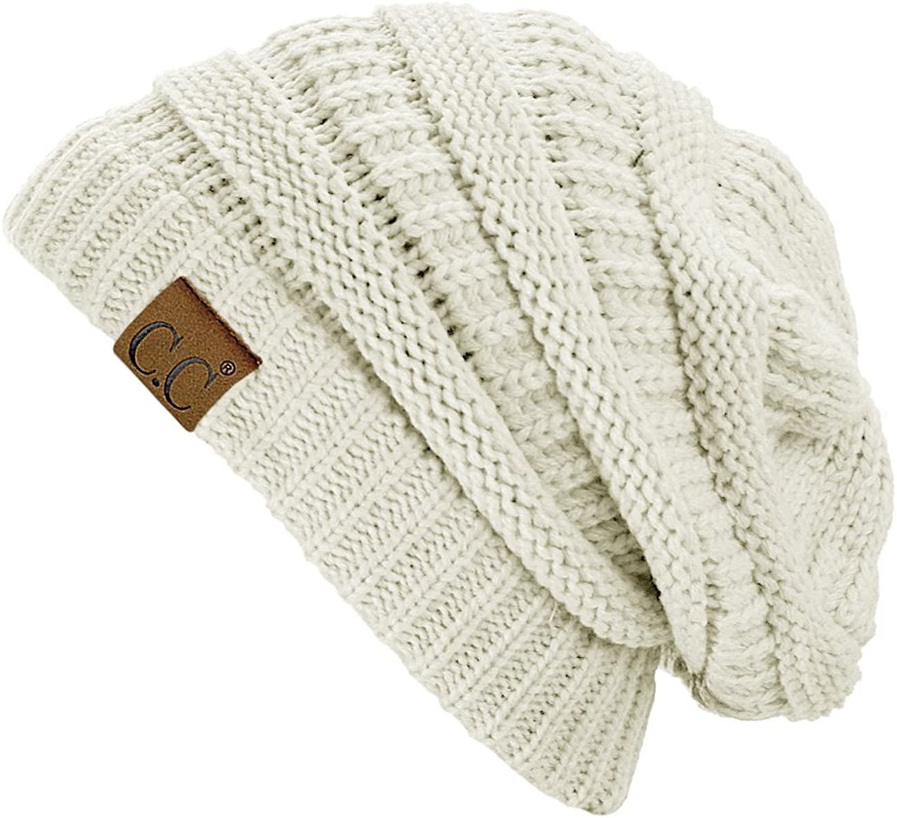 C.C Trendy Warm Chunky Soft Stretch Cable Knit Beanie Skully