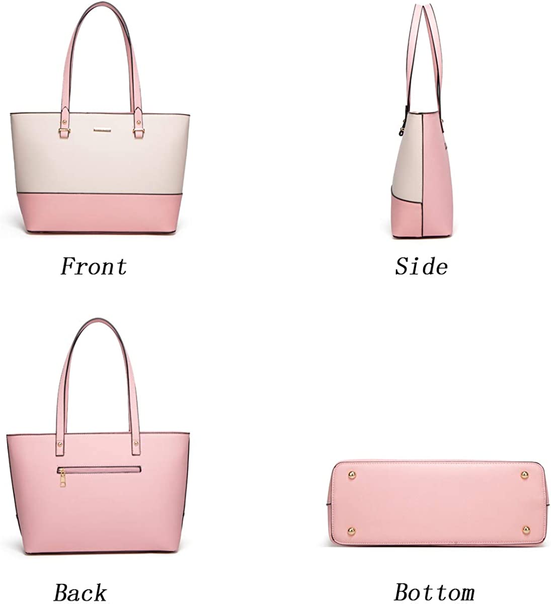 Women Fashion Synthetic Leather Handbags Tote Bag Shoulder Bag Top Handle Satchel Purse Wallet Set 4pcs