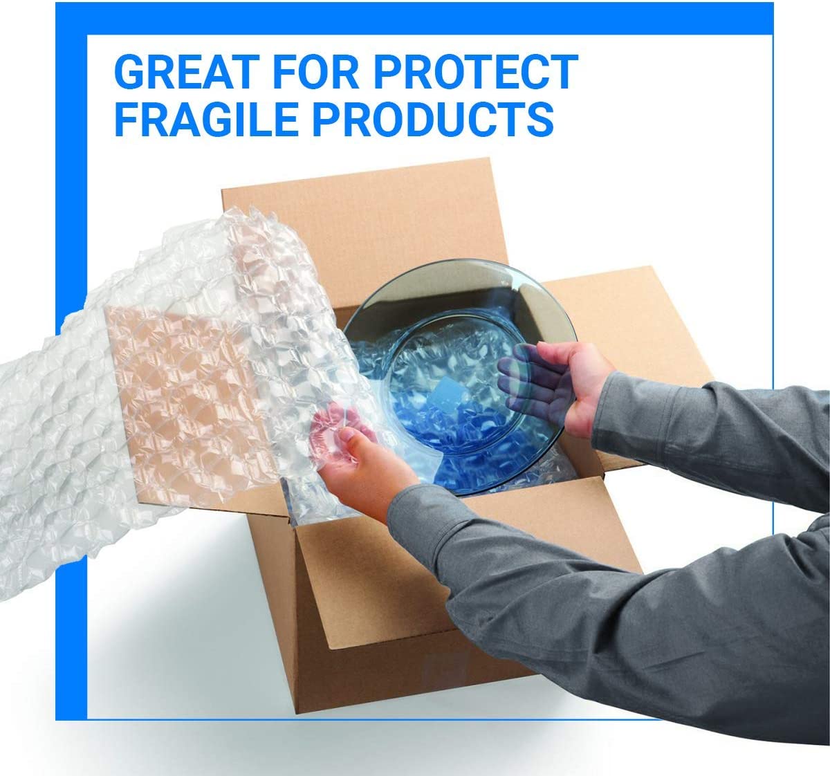 2-Pack Bubble Cushioning Wrap Rolls, 3/16" x 12" x 72' ft Total, Perforated Every 12", 20 Fragile Stickers for Packaging, Shipping, Mailing