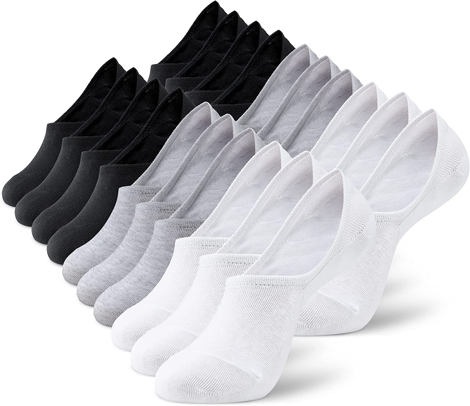 MONFOOT Women's and Men's 10-Pairs Breathable No-Show Non-slip Socks