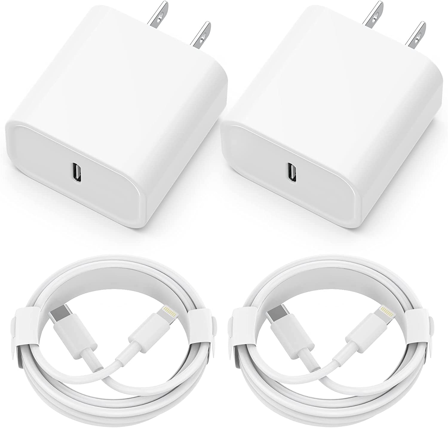 iPhone Charger [Apple MFi Certified] 2 Pack 20W PD USB C Wall Fast Charger Adapter with 2 Pack 6FT Type C to Lightning Cable Compatible with iPhone 14 13 12 11 Pro Max XR XS X,iPad