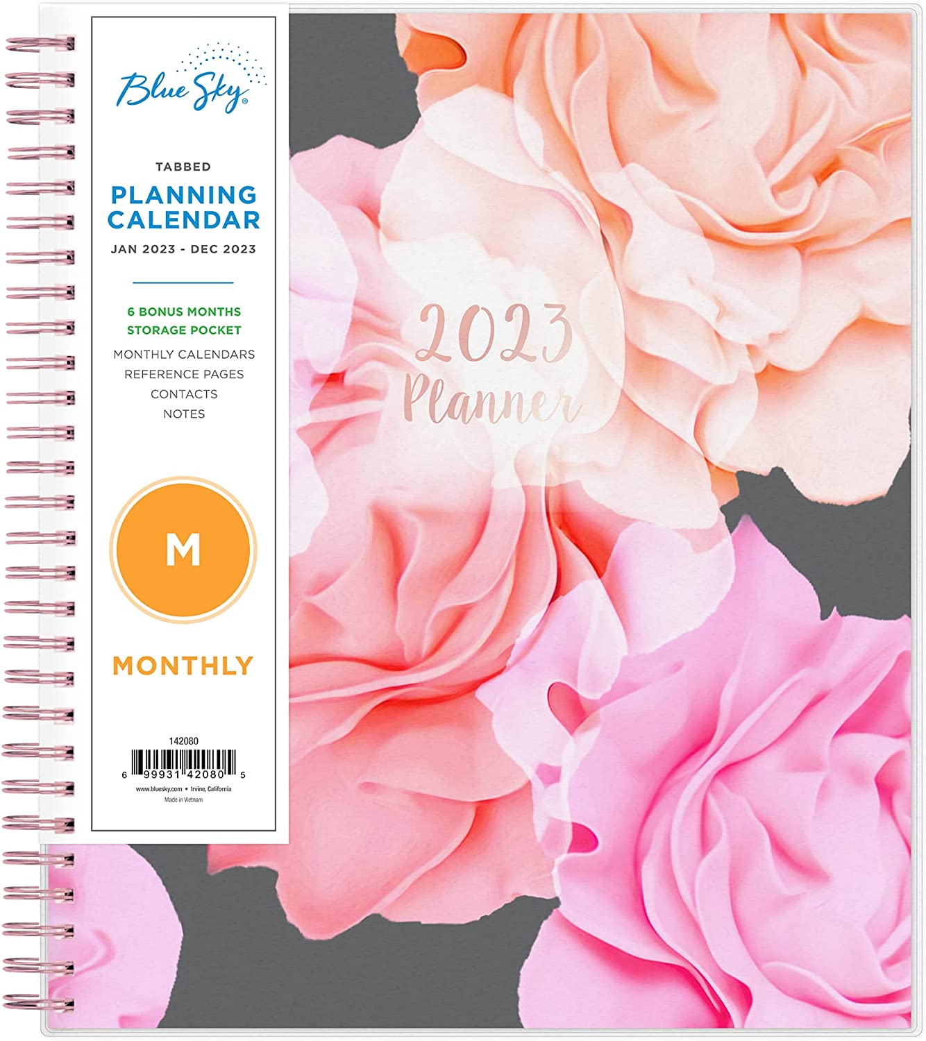 Blue Sky 2023 Monthly Planner, January - December, 8" x 10", Frosted Cover, Wirebound, Joselyn (142080)