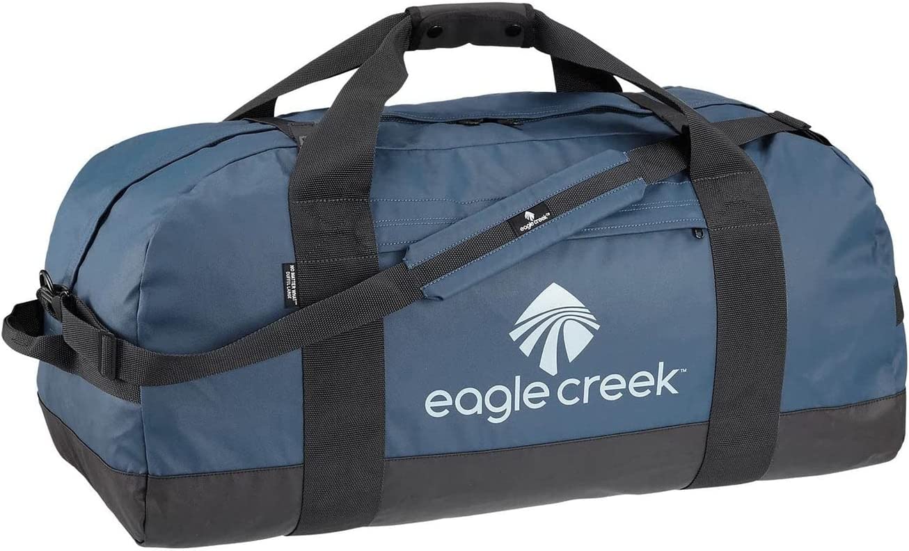 Eagle Creek No Matter What Duffel Travel Bag - Rugged and Water-Resistant Lockable Classic with Bar-Tacked Reinforcement, Storm Flap, and Separate Storage Pouch, Slate Blue - Large