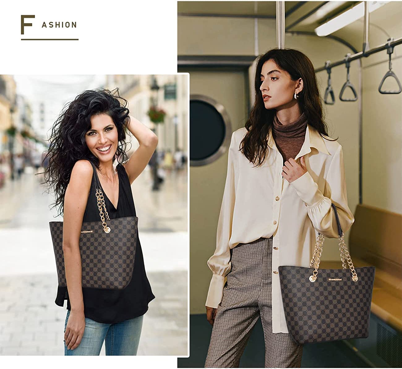 Montana West Handbags for Women Chain Shoulder Vegan Leather Tote Bag Top Handle Handbag