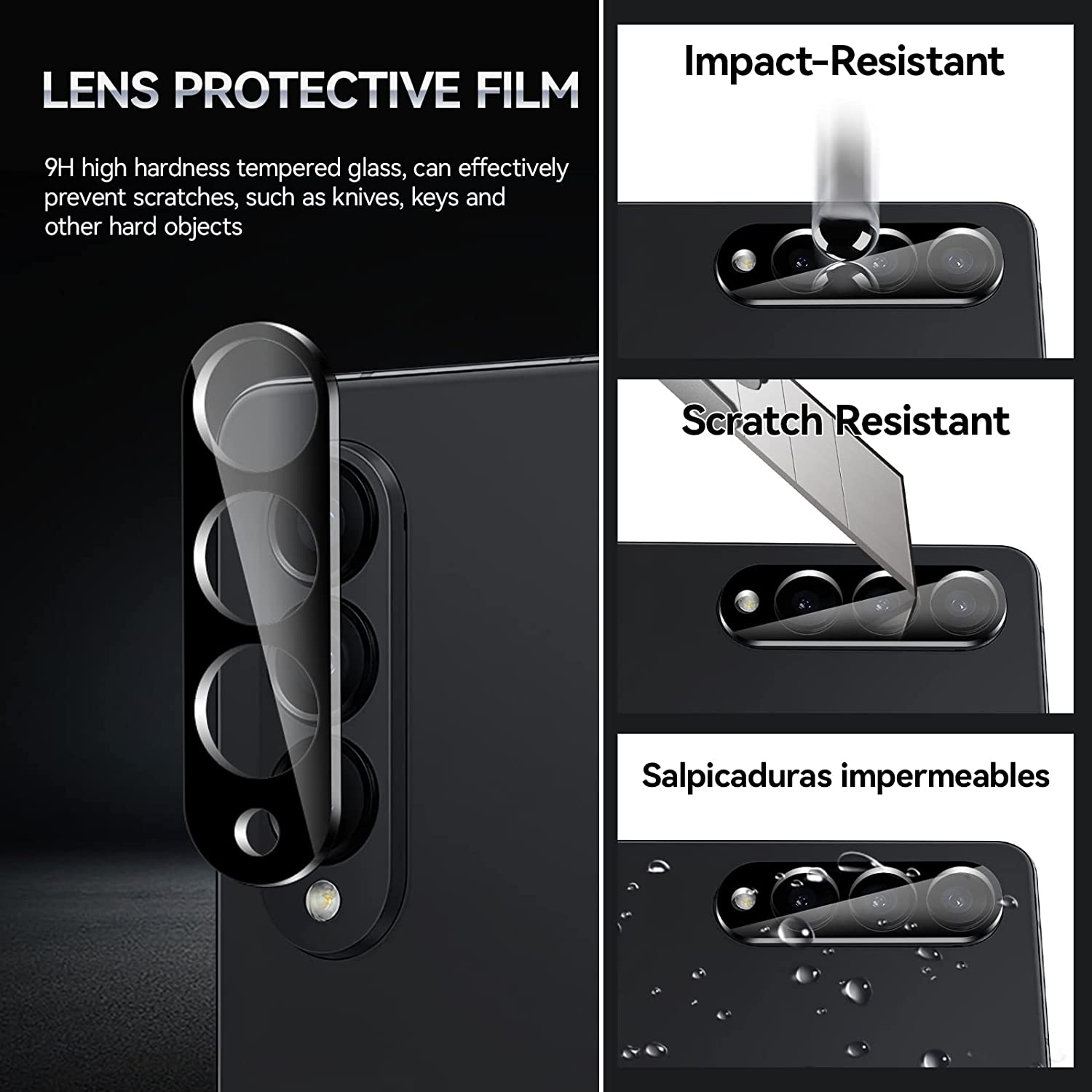 CENMASO [6-in-1]] for Samsung Galaxy Z Fold 4 Screen Protector,2 Pack Front Inner Screen + 2 Pack Tempered Glass Camera Lens Protector TPU 3D Soft Protective Film for Samsung Z Fold 4-Transparent