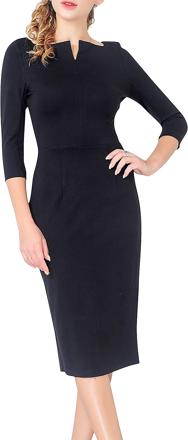 Marycrafts Women's Work Office Business Square Neck Sheath Midi Dress