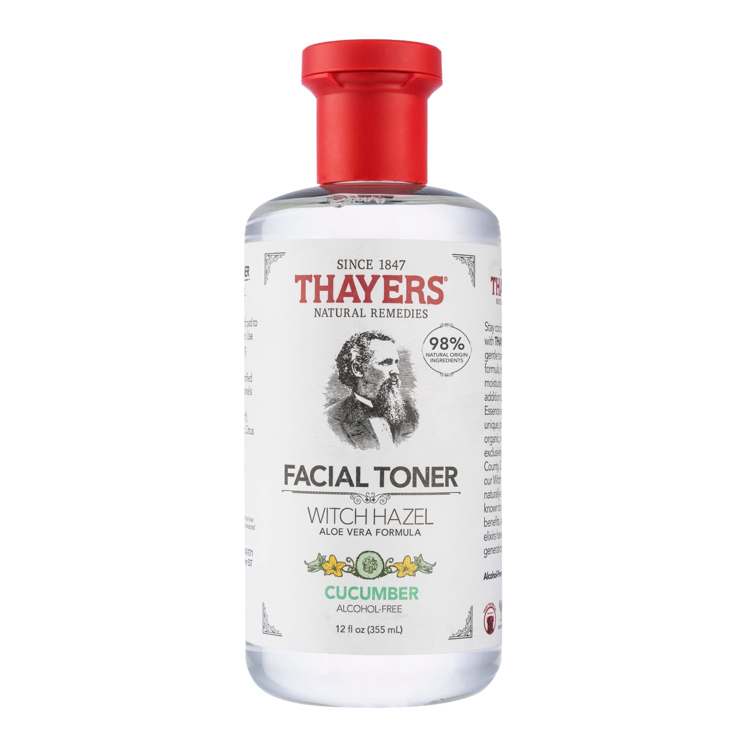 THAYERS Alcohol-Free Cucumber Witch Hazel Facial Toner with Aloe Vera Formula, 12 oz