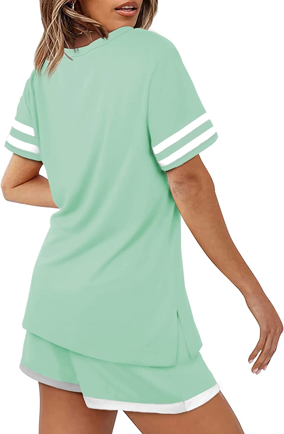 Aloodor Two Piece Outfits for Women Summer Short Sets with Pockets Lounge Set