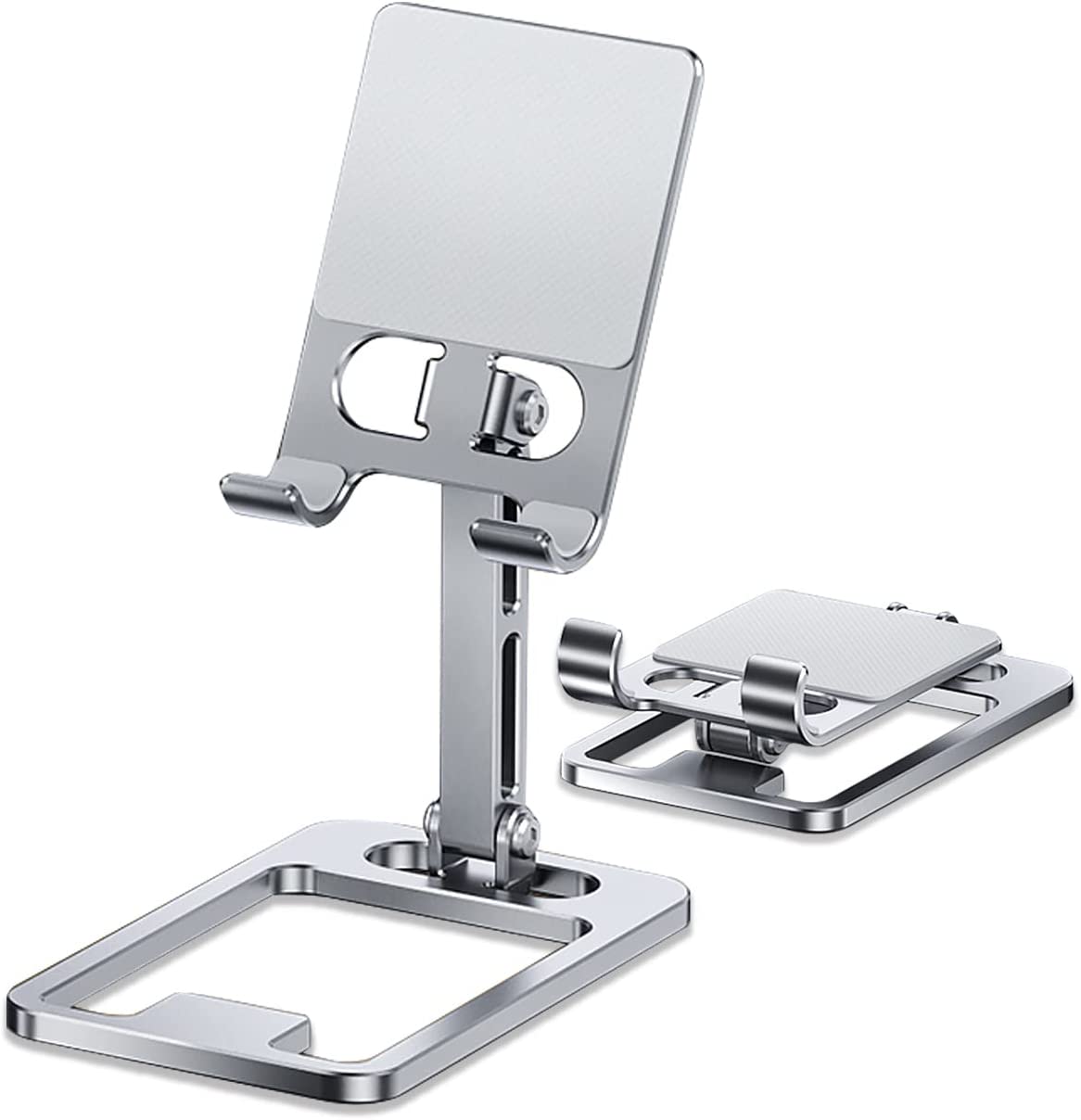 Folding Cell Phone Stand, Adjustable Desktop Phone Holder Dock Compatible with Phone 14 13 12, Plus, Pro, Pro Max, Samsung Galaxy S22 S10, 4-10 inch Tablet (Gray)