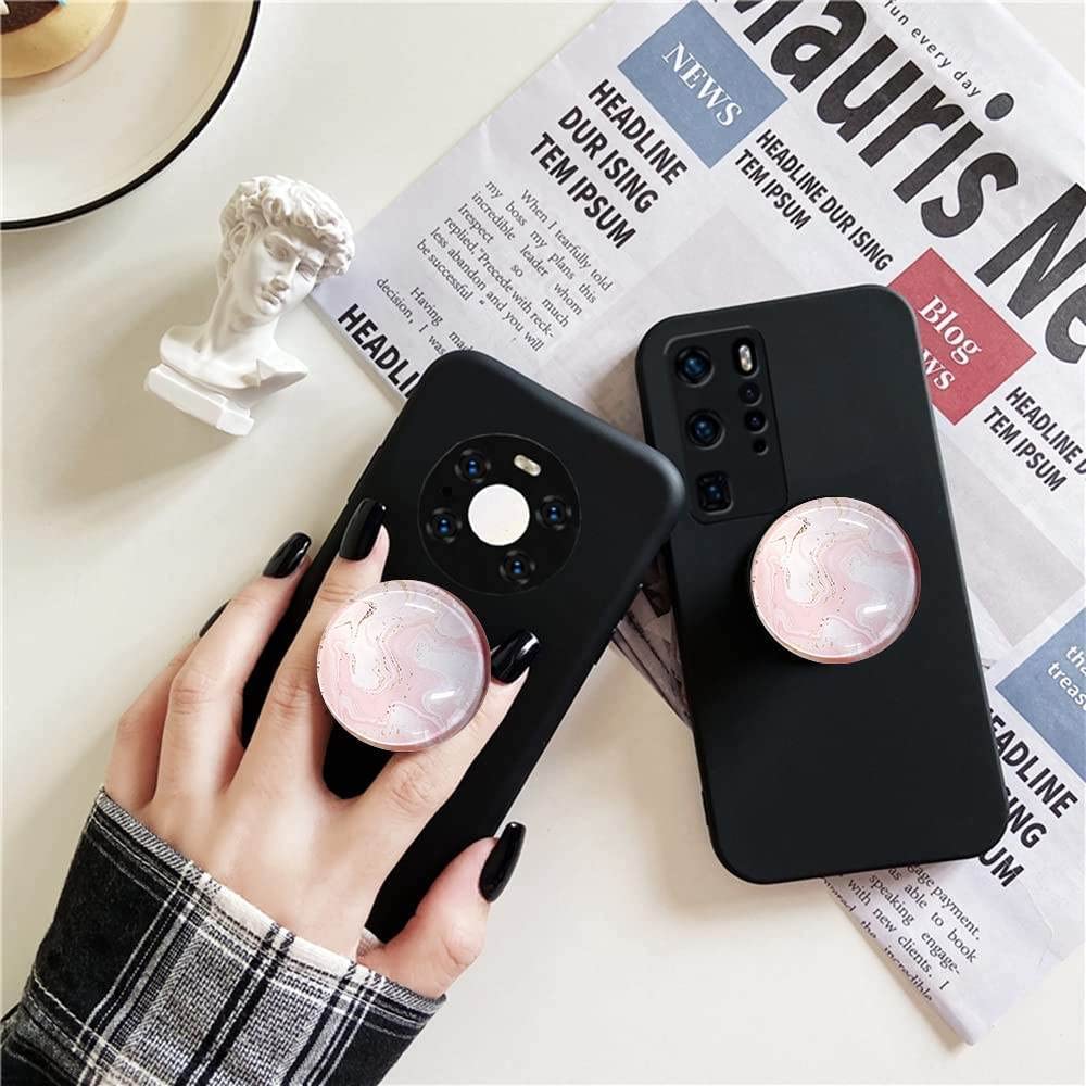 WUYULB Clear Crystal Glitter Collapsible Expandiing Moblile Phone Grip Stand Holder for Smartphones and Tablets Cell Phone Accessory (Blue Marble)