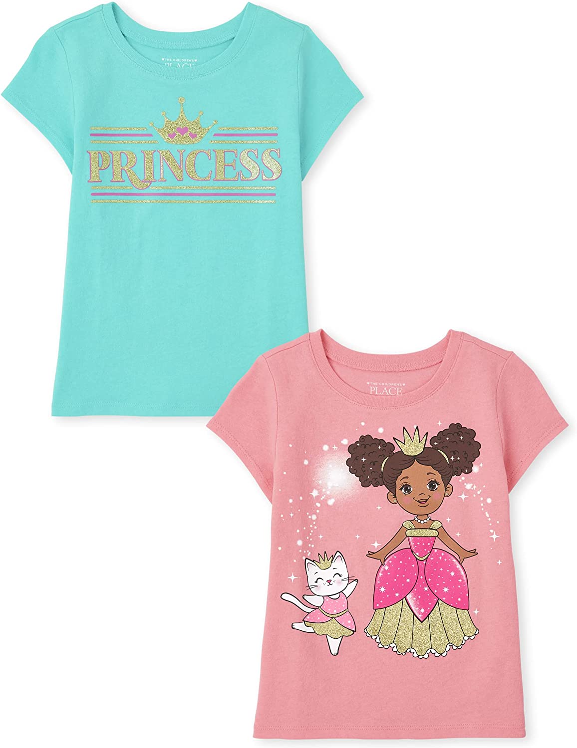 The Children's Place Baby Toddler Girls Short Sleeve Graphic T-Shirt 2-Pack