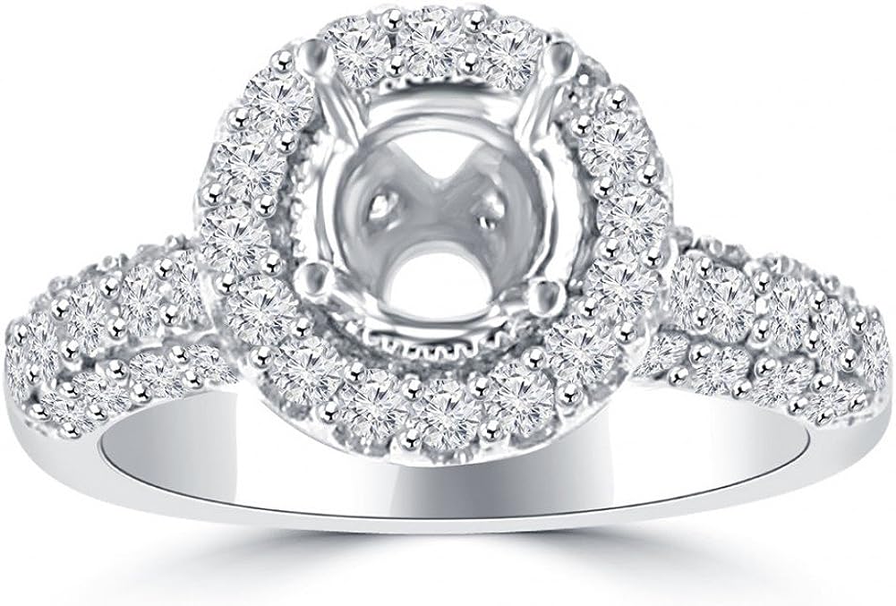 Madina Jewelry 1.90 ct Ladies Round Cut Diamond Semi Mount Ring in Pave Setting in Platinum