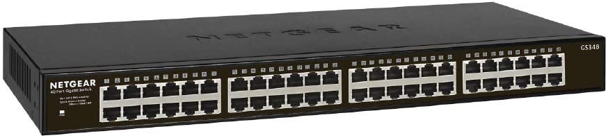 NETGEAR 48-Port Gigabit Ethernet Unmanaged Switch (GS348) - Desktop or Rackmount, Silent Operation