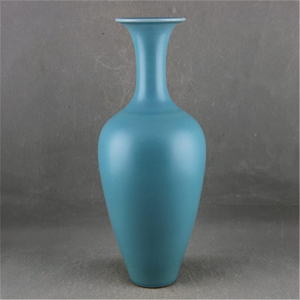 ZSEDP Chinese Style Classic Blue Glaze Handmade Antique Ceramic Tabletop Flower Vase Decorative Vase