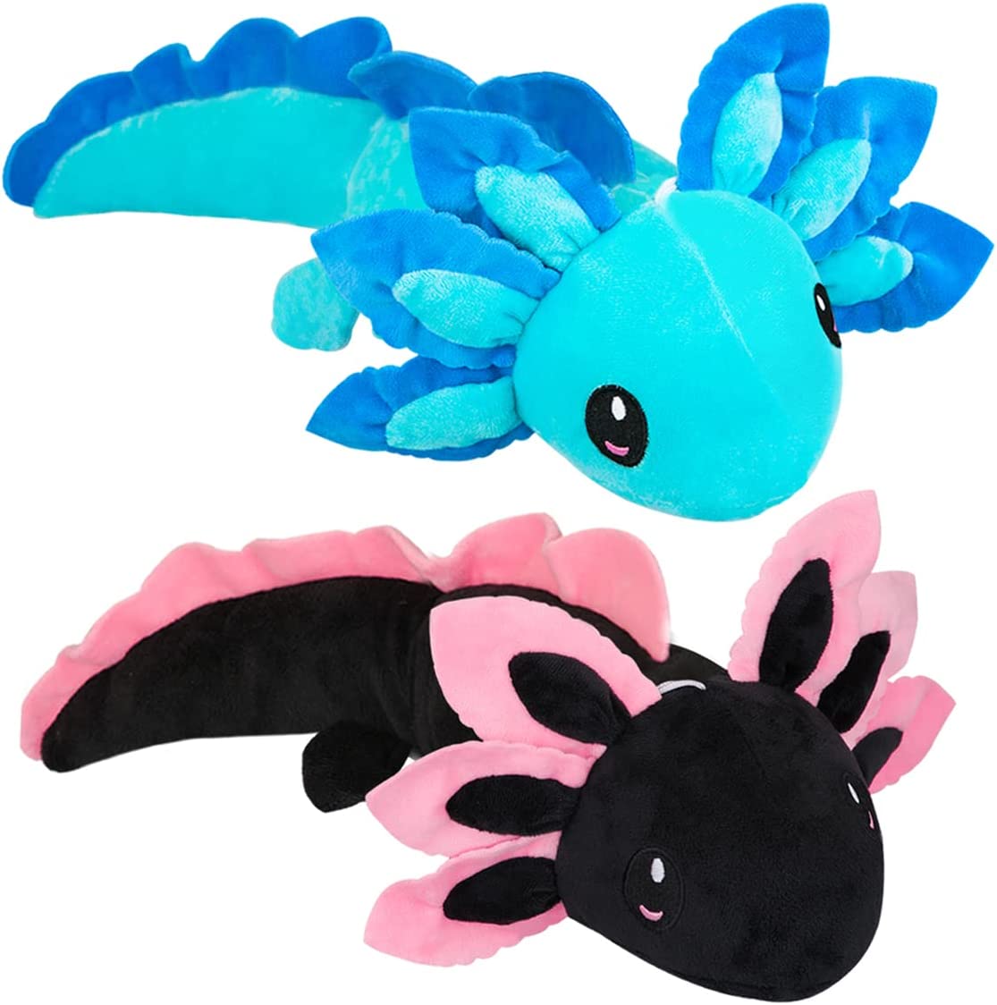 Putrer 2Pcs Axolotl Plush Toy,Axolotl Stuffed Animal,Salamander Axolotl Plush Doll Gifts for Boys Girls(2pcs (Blue+Black))