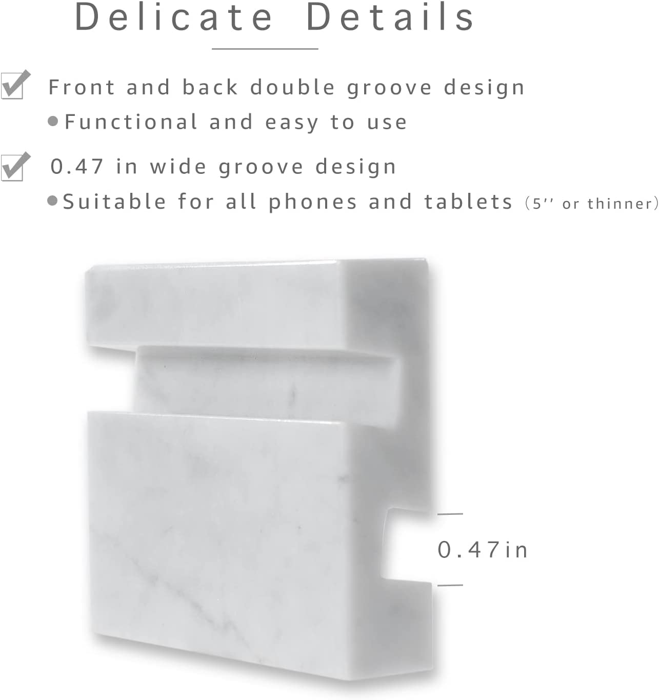 JIMEI Marble Cell Phone Stand Holder for Desk Counter， Table or Nightstand Portable Universal Desk Stand for All Mobile Smart Phone Tablet Display Marble Office Desk Accessories