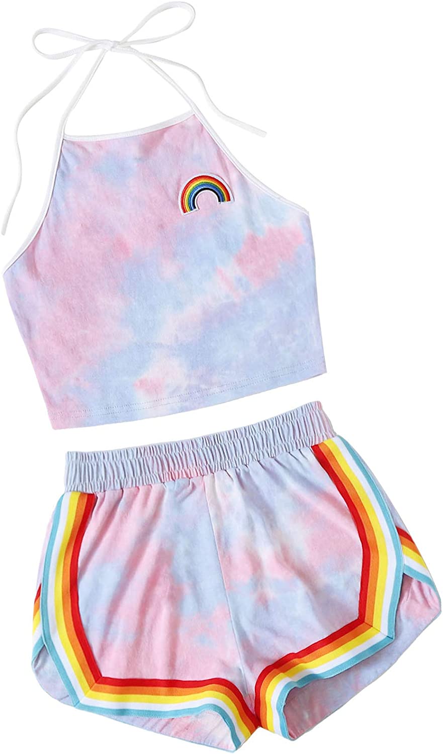 SweatyRocks Women&#39;s 2 Piece Set Halter Crop Top and Shorts Set